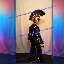 Traje de Robot para hombre, ropa de disfraz LED, máscara de casco brillante, ropa luminosa, trajes LED para fiesta de baile 2024 - compra barato