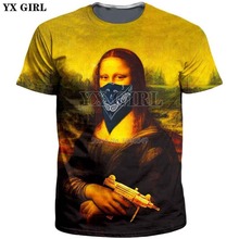YX GIRL 2018 summer New style Fashion T shirt gangster mona lisa mens Funny Print 3d tshirt Men/Women Casual Hipster t shirt 2024 - buy cheap