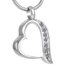 IJD8221 Cremation Urn Pendant Necklace Memorial Crystal Edge Heart Stainless Steel  Ashes Urn Jewelry Fashion Women Necklace 2024 - buy cheap