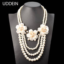 Pearl Flower Necklace & Pendant Fashion Chain Chokers For Women Wedding Bridal Accessories African Beads Jewelry Dubai Necklace 2024 - buy cheap
