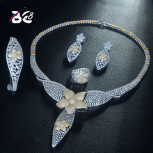 Be 8 Newest Big Flower Pendant 2 Tones Dubai Jewelry Set CZ Earrings Necklace Bridal Jewelry Set Party Gifts Dubai Girls S308 2024 - buy cheap