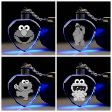 IVYYE Sesame Street Heart Shape Anime LED Key Chains Figure Keyring Crystal Toy Keychain Light Keyholder Unisex Gifts NEW 2024 - buy cheap