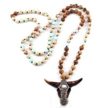 Модное богемное этническое ювелирное ожерелье с подвеской в виде Головы Быка ручной работы 2024 - купить недорого