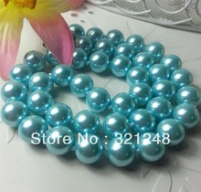 Diy lovely 8mm blue imitation shell simulated-pearl necklace 18inches round beads jewelry making hot sale women gifts MY2038 2024 - buy cheap