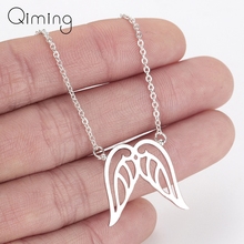 Gold Angel Wings Necklace Women Yellow Gold Wing Pendant Dainty Angel Charm Necklaces Collar For Daughter Everyday Jewelry 2024 - buy cheap