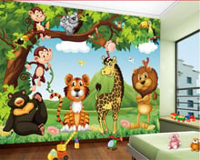 Papel de parede beibehang personalizado foto de desenho animado animal mundo papel de parede grande mural quarto sala de estar sofá plano de fundo tv 3d 2024 - compre barato