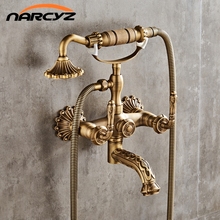 Luxury Antique Brass Bathroom Faucet  Mixer Tap Wall Mounted Hand Held Shower Head Kit Shower Faucet Sets XT334 2024 - buy cheap