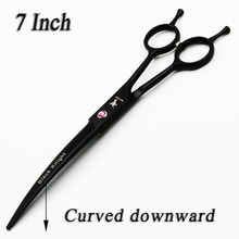 7" Black Pet Grooming Scissors Professional Hair Cutting Shears For Dogs and Cats Curved Downward 2024 - buy cheap