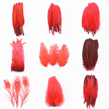 20 pçs/lote 16 tipos de penas de galo vermelho 5-30cm faisão pluma de frango diy plumas para jóias fazer artesanato de casamento decoração 2024 - compre barato