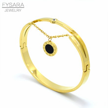 Fysara pulseira de dois lados preta com algarismos romanos, bracelete feminino, joias com contas, acessórios 2024 - compre barato