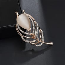 Fashion Gold Color Feather Brooch Pins Female Brand Jewelry Crystal Blue Enamle Pin Brooches For Women Girls Christmas Gifts 2024 - buy cheap