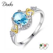 New Fashion Love Heart Rings Blue Red Green Crystal Rings Cubic Zircon CZ Rings Silver Color For Women Wedding Jewelry Gift R298 2024 - buy cheap