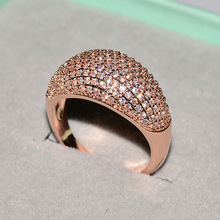 Luxo feminino cristal zircon pedra anel vintage rosa cor de ouro casamento jóias promessa amor noivado anéis para mulher 2024 - compre barato