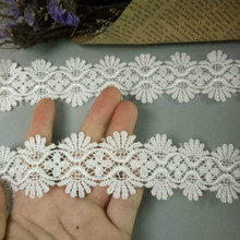 2 yard White Micro Fiber Flower Embroidered Fabric Lace Trim Ribbon Handmade Sewing Supplies Craft For Costume Decoration New 2024 - buy cheap