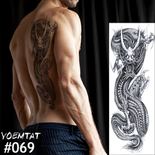 New 1 Piece Temporary Tattoo Sticker Dragon Full Flower Tattoo with Arm Body Art Big Large Fake Tattoo Sticker 2024 - buy cheap