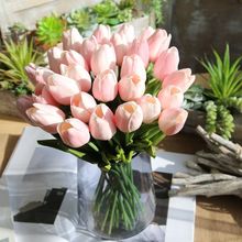 Тюльпан 36 см, искусственный цветок, полиуретан, латексные тюльпаны, букет, настоящие на ощупь цветы для украшения дома, свадебные декоративные цветы 2024 - купить недорого