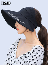 2019 New Summer Womens Letter Ponytail Sun Hat Large Wide Brim Anti-UV Beach Hats Casual Fashion Adjustable Vacant Roof Sunhat 2024 - buy cheap