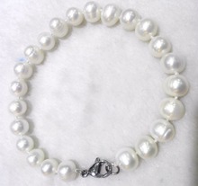 Woman Bracelet 7-8mm Bright white Pearl bracelet Natural Freshwater Pearl 2024 - buy cheap