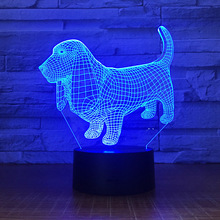 Basset Hound Dog-Lámpara 3D de noche con ilusión óptica 3D, luz de ambiente con Control remoto táctil, 7 colores, regalo para niños 2024 - compra barato