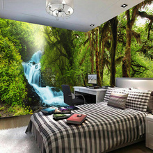 Papel de parede 3d paisagem da natureza com hd personalizado, mural de parede para quarto, fundo de tv, floresta tropical, brook, foto 2024 - compre barato