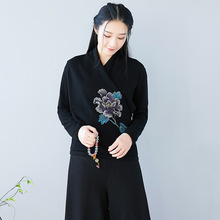 Roupas estilo chinês hanfu 2019 primavera retrô vintage camisa étnica chá zen blusa feminina manga comprida tops chineses aa4567 2024 - compre barato