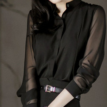 2020 Spring Women Chiffon Blouses & Tops Feminina Blusas Long Sleeve Shirt Lady Sexy Black Tops Shirt 2024 - buy cheap
