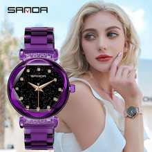 Relojes de lujo para mujer, pulsera de acero con diamantes de imitación, de cuarzo japonés, color morado, fino, 2018 2024 - compra barato