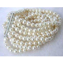 Natural white fresh water pearl Round loose beads 8 rows 6-7mm  making Bracelet  7.5 BV333 2024 - buy cheap