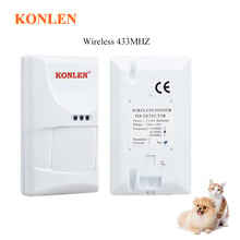 KONLEN 433MHZ Sem Fio Pet imune PIR Sensor de Movimento Detector de Intrusão Infravermelho Animais Amigáveis 20kgs para Sistema de Alarme Home 2024 - compre barato