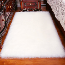 Long Hair Solid Carpet  Living Room Deco Artificial Skin Rectangle Fluffy Mat Pad Anti-Slip Chair Sofa Cover Plain Area Rugs 2024 - buy cheap