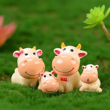 Decoração casa mini animal porco vaca família, 4 unidades, artesanato fada jardim bonsai decoração em miniatura casa de bonecas bolo acessórios diy 2024 - compre barato