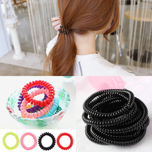 1PC New Lady Plastic Ropes Super Thin Girls Rubber Hair Ropes Hair Band Women Telephone Wire Hair Ties Colorful scrunchie 2024 - buy cheap