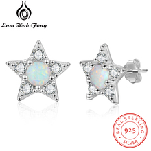 925 Sterling Silver Star Stud Earrings for Women Clear CZ Cubic Zirconia White Opal Earrings Female Fine Jewelry (Lam Hub Fong) 2024 - buy cheap