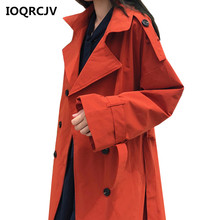 Women Casual Loose Trench Coat With Sashes 2019 New Autumn Long Elegant Double Breasted Long Sleeve Windbreaker Outerwear R208 2024 - buy cheap