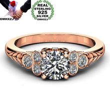 OMHXZJ-Anillo de Plata de Ley 925 para hombre y mujer, sortija de oro rosa, Circonia cúbica, zirconia, circonita, zirconita, color blanco, 14KT 2024 - compra barato