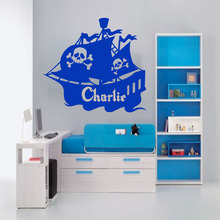 Custom Personalized Name Pirate Ship Wall Stickers Home Decor Kids Bedroom Wall Decals Vinyl 2024 - buy cheap