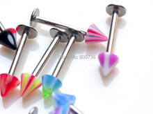 10pcs Chic Acrylic 316L Stainless steel Spike Labret Monroe Lip Ring Piercing Body Jewelry Wholesale Lot 18g Free 2024 - buy cheap