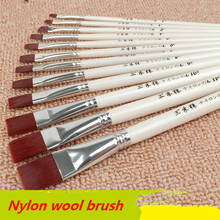 12 pcs/set Nylon hair flat head brushes watercolor paintbrush water powder brush oil painting brush pen acrylic brush pen set 2024 - buy cheap