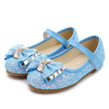 Meninas sapatos 2019 primavera meninas fundo plano moda lantejoulas arco sapatos de dança das crianças azul rosa branco claro rosa princesa sapatos 2024 - compre barato