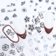 12pcs Lace Flower Nail Art Sticker Black White Rose Design Decals Manicure Decoration Slider Wraps 3D Adhesive Tips JISS013-024 2024 - buy cheap