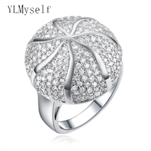 Anéis de estilosos com design de bola, joias da moda em cores branca e dourada, acessórios de anel feminino com cristais cz 2024 - compre barato