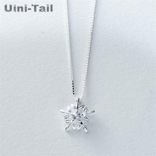 Uini-Tail hot 925 sterling silver sweet micro-inlaid snowflake simple necklace Korean fashion tide flowing jewelry GN247 2024 - buy cheap