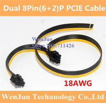 Бесплатная доставка Индивидуальный PCI-E GPU двойной 8-контактный (6 + 2) Мужской кабель питания 60 см + 20 см кабель 18AWG ленточный Удлинительный кабель отправляется DHL 2024 - купить недорого
