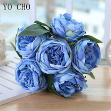 YO CHO, 6 головок, искусственный цветок, белый пион, красная роза, маленький букет, украшение для дома вечерние ринки, свадьбы, искусственные цветы 2024 - купить недорого