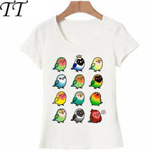 Camiseta con estampado de pájaros amorosos para mujer, remera colorida para mujer, camisetas divertidas con estampado de pájaros, camisetas informales para mujer 2024 - compra barato