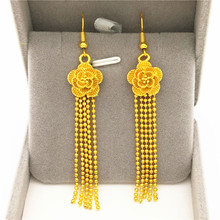 Trendy 24K Gold Long Tassel Earrings For Women Party Jewelry Female Geometric wedding earrings Drop Earring Dangle jewelry 2024 - buy cheap