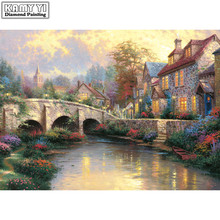 5D DIY Diamond embroidery Cross stitch Riverside town Full Square/Round Diamond mosaic Diamond painting decoration  HYY 2024 - buy cheap