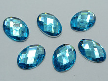 100 Blue Flatback Acrylic Rhinestone Oval Gems 13X18mm No Hole 2024 - buy cheap