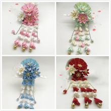 New DIY handmade Japanese kimono Sakura hair accessories women fan swirl hair ornaments Hairpin fascinator pink/red/blue/green 2024 - buy cheap