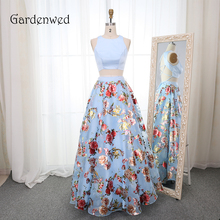 Gardenwed Printed Skirt Evening Dress 2019 Custom Made Tow Piece Formal Dress vestido largo fiesta noche elegante 2024 - buy cheap